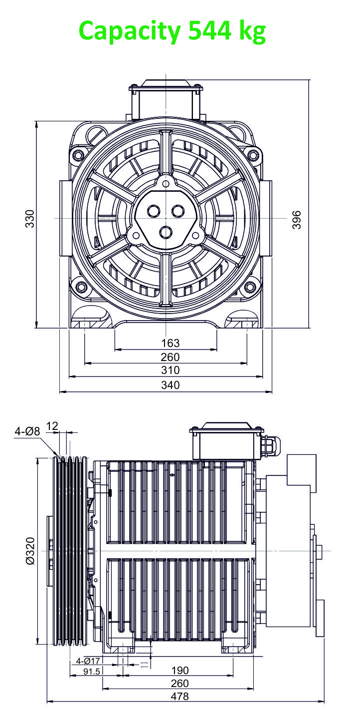 Drawing of 544 kg capacity